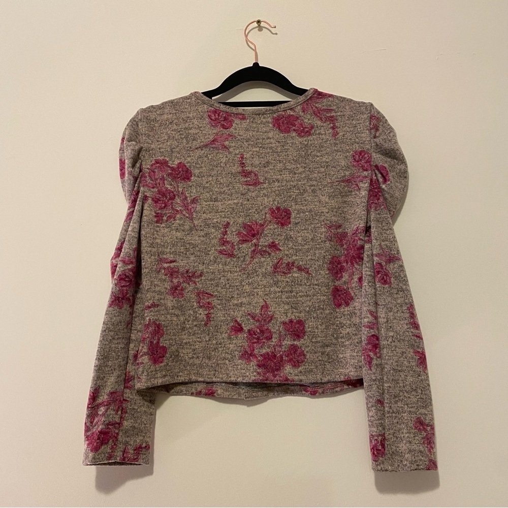NWOT Girls XL Two Piece Grey Pink Floral Hacci Skirt Cardigan Set - Picture 3 of 15